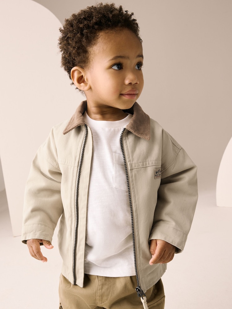 Creme - Canvas-Bomberjacke mit Cordkragen (3Monate–7Jahre) - Bild 2 von 9 Creme - Canvas-Bomberjacke mit Cordkragen (3Monate–7Jahre) - Bild 2 von 9
