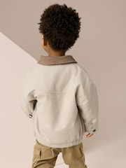 Creme - Canvas-Bomberjacke mit Cordkragen (3Monate–7Jahre) - Bild 3 von 9
