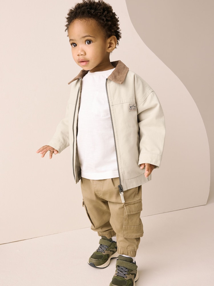 Buy Cream Cord Collar Canvas Bomber Jacket (3mths-7yrs) from Next