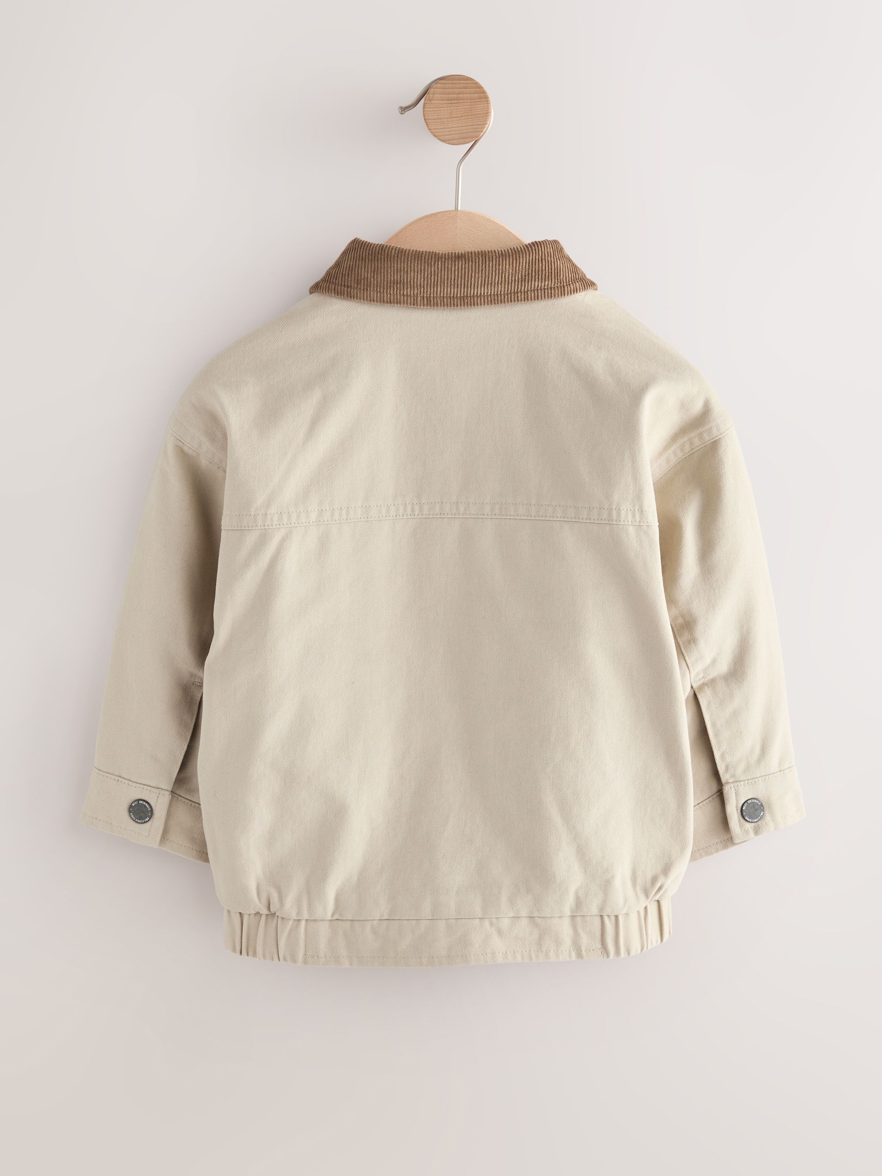 Buy Cream/Brown Cord Collar Canvas Bomber Jacket (3mths-7yrs) from