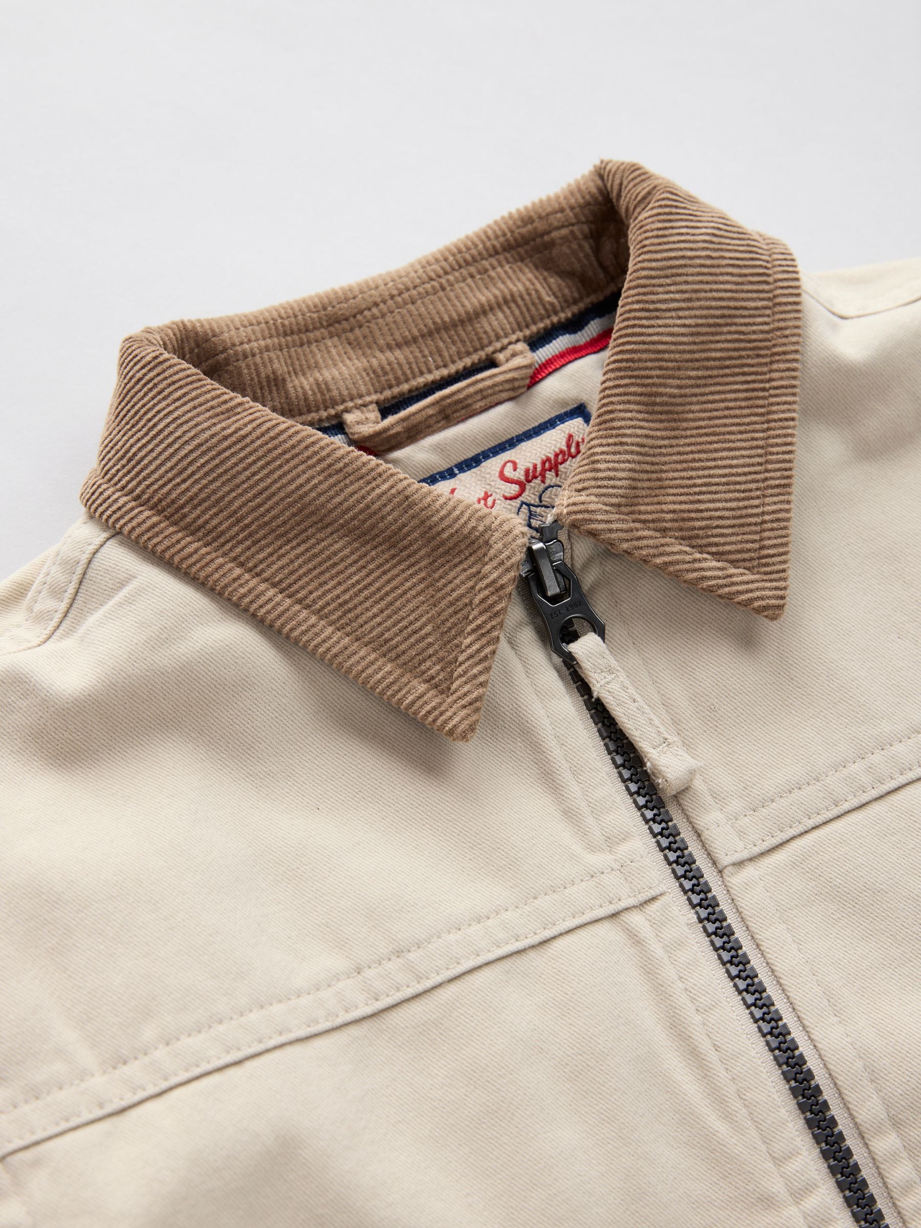 Buy Cream/Brown Cord Collar Canvas Bomber Jacket (3mths-7yrs) from