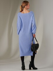 Jolie Moi Purple Long Sleeve Fine Knit Jumper Dress - Image 2 of 6