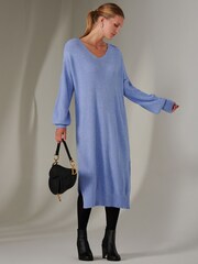 Jolie Moi Purple Long Sleeve Fine Knit Jumper Dress - Image 5 of 6