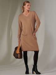Jolie Moi Brown Knit Loose Fit Jumper - Image 1 of 6