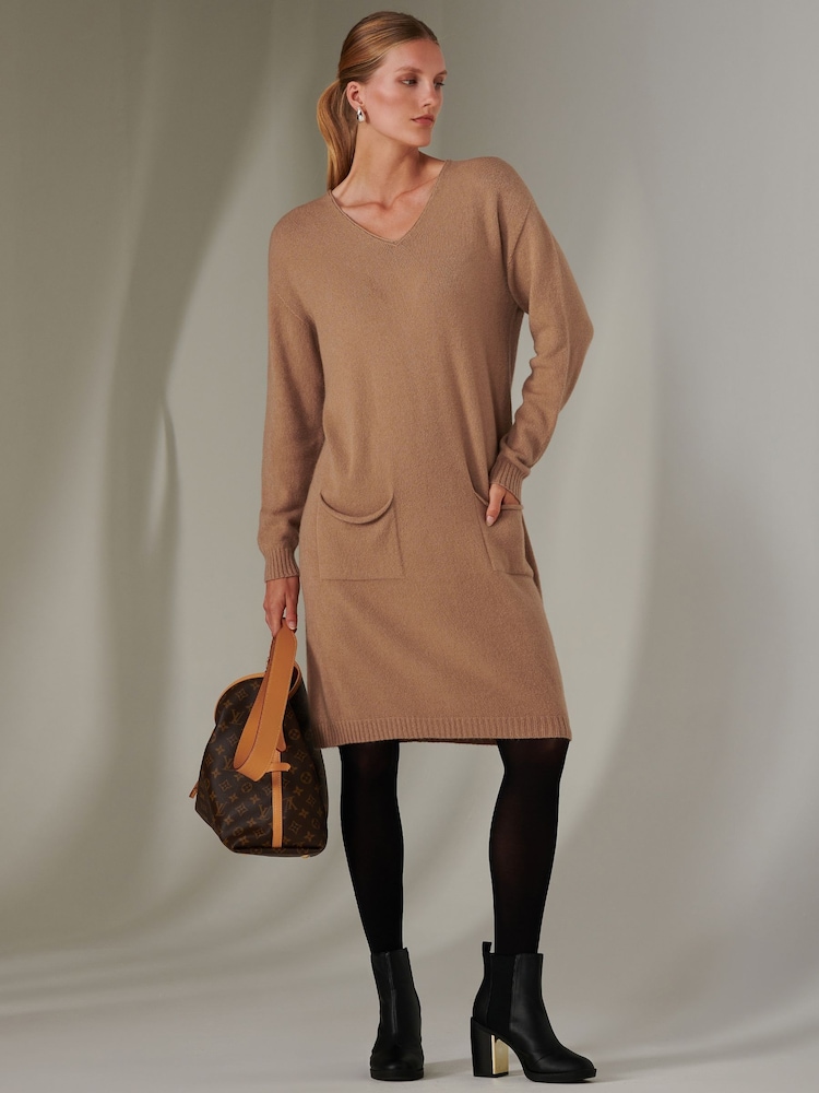 Jolie Moi Brown Knit Loose Fit Jumper - Image 1 of 6