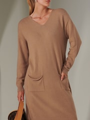 Jolie Moi Brown Knit Loose Fit Jumper - Image 3 of 6