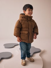 Toffee Borg Lined Padded Coat (3mths-7yrs) - Image 3 of 10