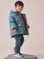 Blue Borg Lined Padded Coat (3mths-7yrs) - Image 3 of 10