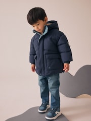 Navy Borg Lined Padded Coat (3mths-7yrs) - Image 1 of 11