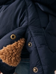 Navy Borg Lined Padded Coat (3mths-7yrs) - Image 11 of 11