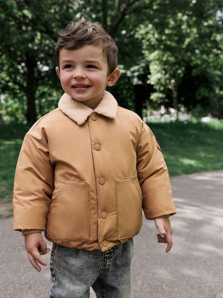 لون محايد - Borg Collared Coach Jacket (3mths-7yrs) - صورة 1 من 13