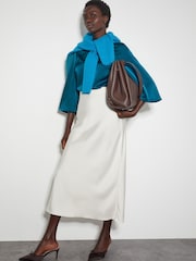 Monsoon Blue Ingrid Bell Sleeve Satin Top - Image 4 of 5