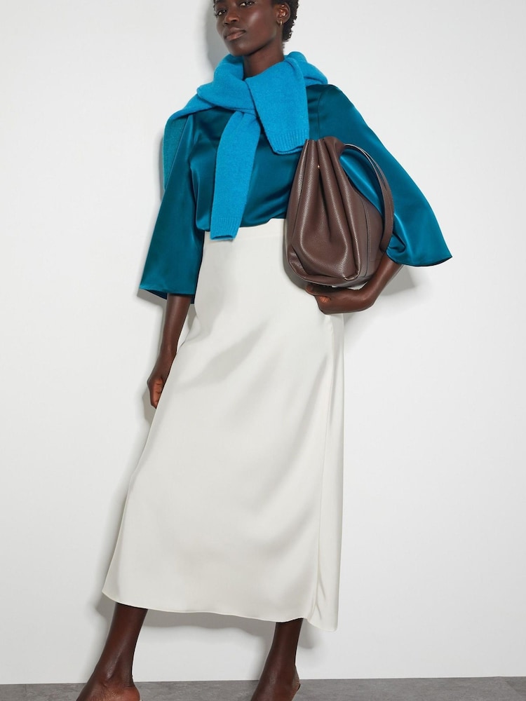 Monsoon Blue Ingrid Bell Sleeve Satin Top - Image 5 of 5