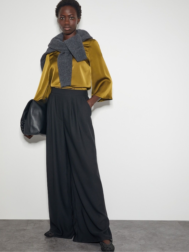 Monsoon Green Ingrid Bell Sleeve Satin Top - Image 2 of 4