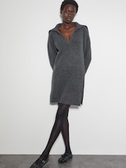 Monsoon Grey Nora Collared Mini Jumper Dress - Image 5 of 5
