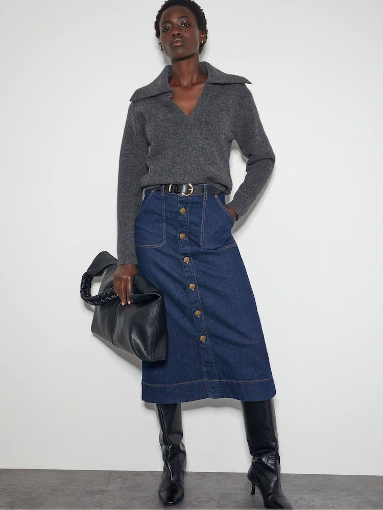 Monsoon Grey Clover V-Neck Collar Jumper - Image 2 of 4