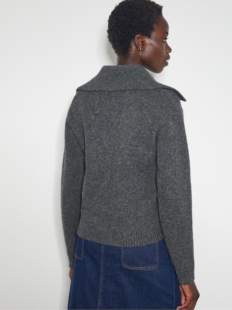 Monsoon Grey Clover V-Neck Collar Jumper - Image 3 of 4