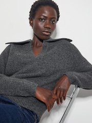 Monsoon Grey Clover V-Neck Collar Jumper - Image 4 of 4