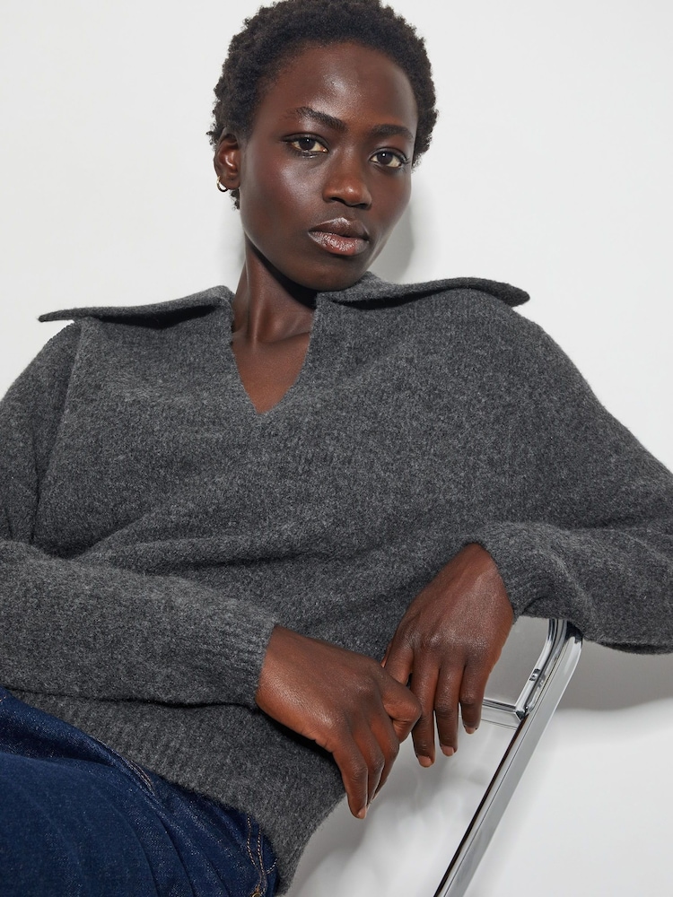 Monsoon Grey Clover V-Neck Collar Jumper - Image 4 of 4