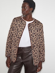 Monsoon Brown Rue Reversible Quilted Leopard Print Jacket - Image 1 of 5