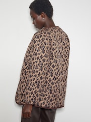 Monsoon Brown Rue Reversible Quilted Leopard Print Jacket - Image 2 of 5