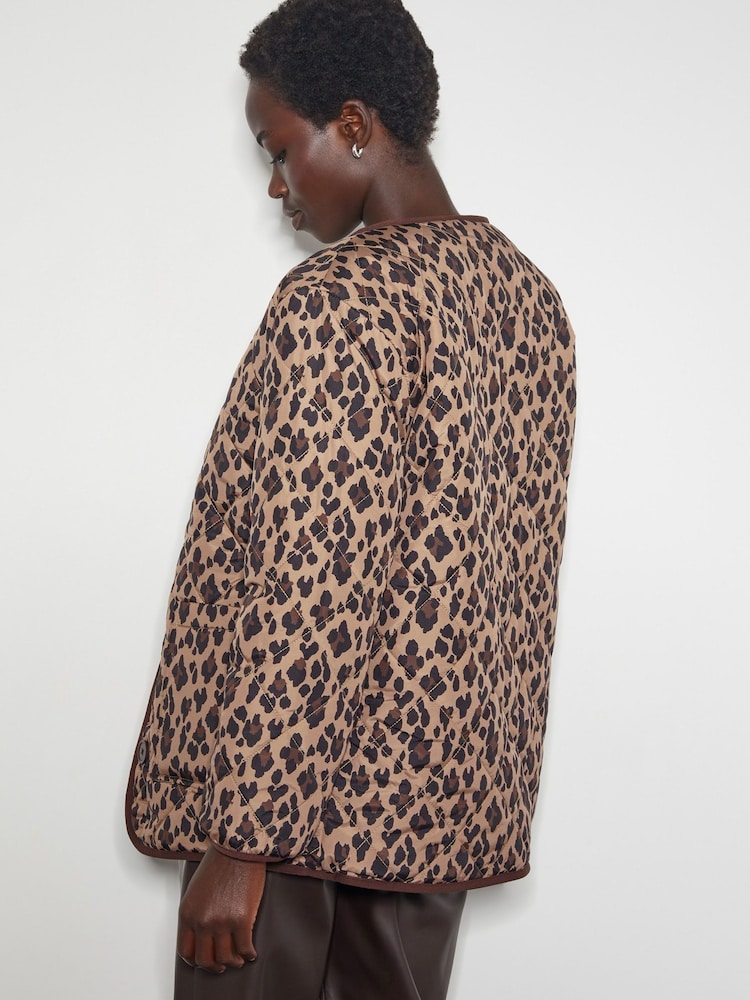 Monsoon Brown Rue Reversible Quilted Leopard Print Jacket - Image 2 of 5