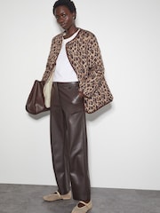 Monsoon Brown Rue Reversible Quilted Leopard Print Jacket - Image 3 of 5