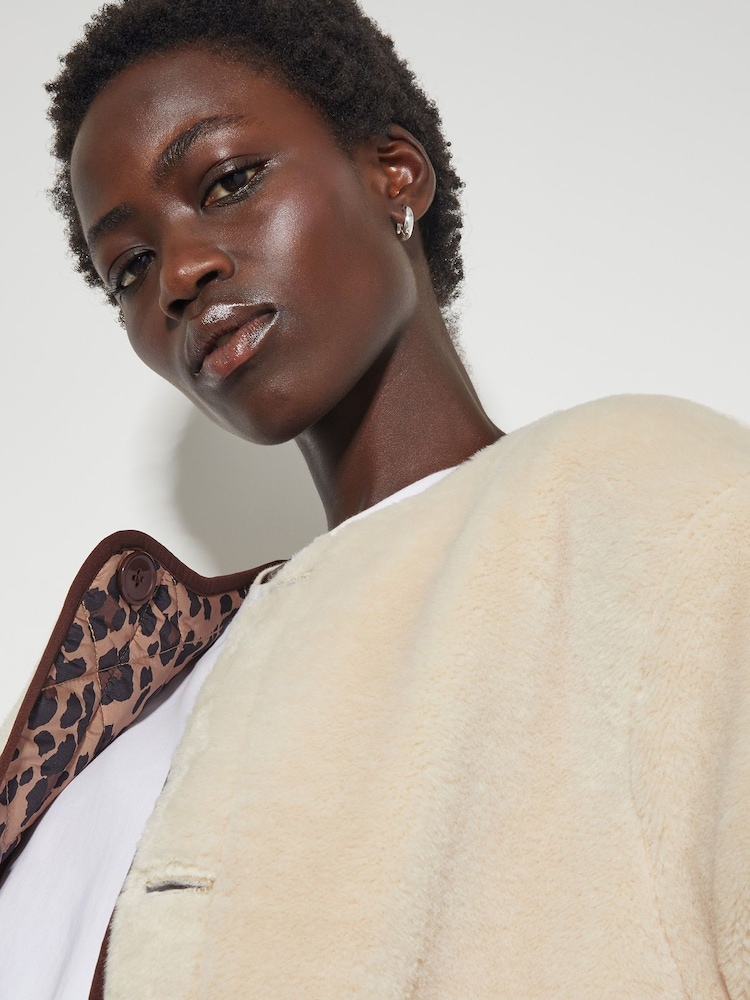 Monsoon Brown Rue Reversible Quilted Leopard Print Jacket - Image 5 of 5