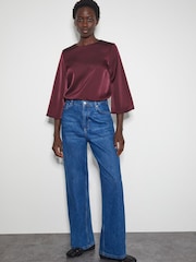 Monsoon Red Ingrid Bell Sleeve Satin Top - Image 2 of 4