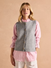 Joules Holly Grey Button Through Knitted Vest - Image 1 of 8