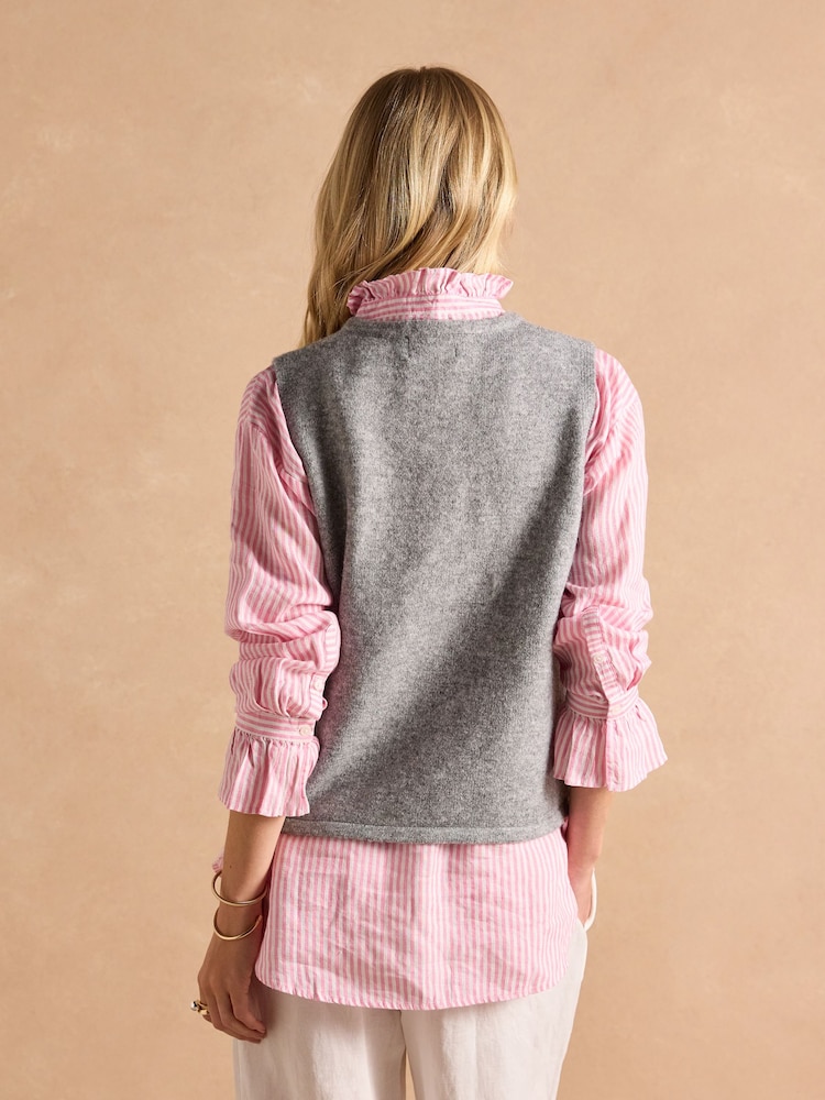 Joules Holly Grey Button Through Knitted Vest - Image 2 of 8