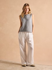 Joules Holly Grey Button Through Knitted Vest - Image 3 of 8