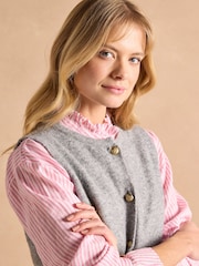 Joules Holly Grey Button Through Knitted Vest - Image 5 of 8