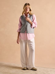 Joules Holly Grey Button Through Knitted Vest - Image 6 of 8