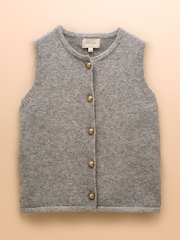 Joules Holly Grey Button Through Knitted Vest - Image 8 of 8