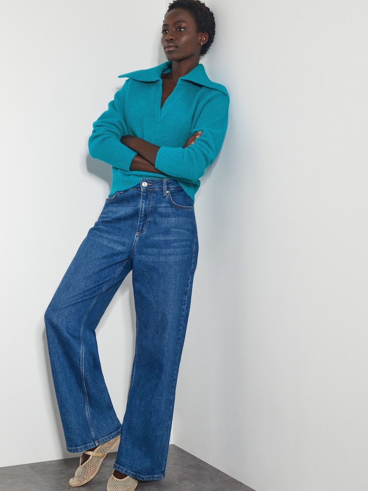 Monsoon Blue Clover V-Neck Collar Jumper - Image 2 of 5