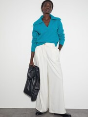 Monsoon Blue Clover V-Neck Collar Jumper - Image 5 of 5