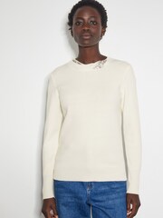 Monsoon Cream Eva Embellished Neck Jumper - Image 2 of 4