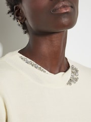 Monsoon Cream Eva Embellished Neck Jumper - Image 4 of 4