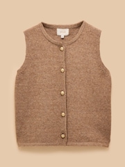 Joules Holly Camel Button Through Knitted Vest - Image 7 of 7