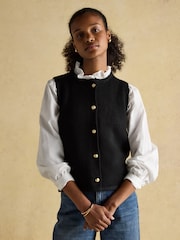 Joules Holly Black Button Through Knitted Vest - Image 1 of 8