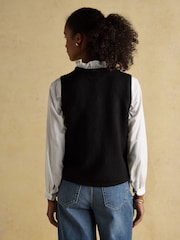 Joules Holly Black Button Through Knitted Vest - Image 2 of 8