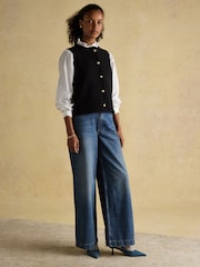 Joules Holly Black Button Through Knitted Vest - Image 4 of 8