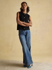 Joules Holly Black Button Through Knitted Vest - Image 7 of 8
