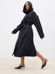 Black Shower Resistant Trench Coat - Image 2 of 8
