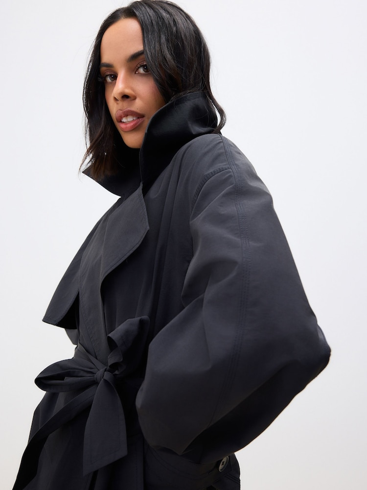 Black Shower Resistant Trench Coat - Image 4 of 8