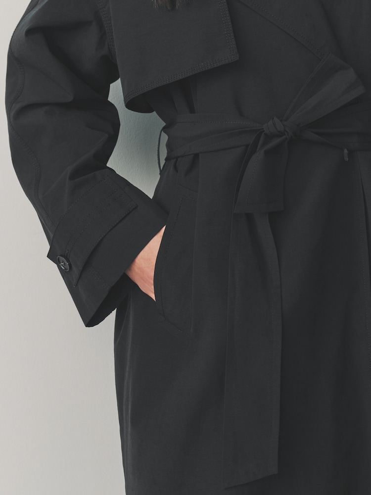 Black Shower Resistant Trench Coat - Image 5 of 8