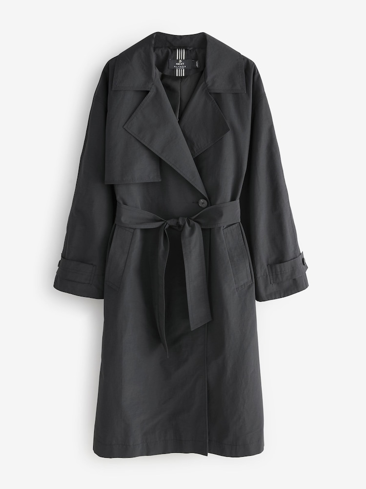 Black Shower Resistant Trench Coat - Image 6 of 8
