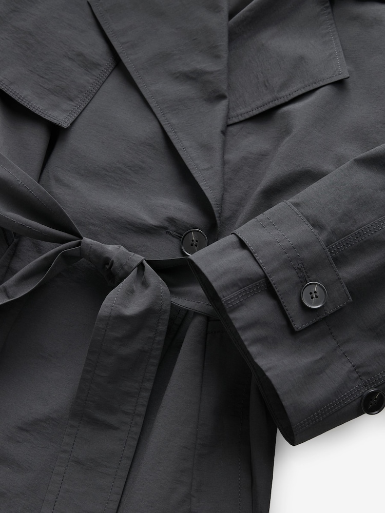 Black Shower Resistant Trench Coat - Image 7 of 8