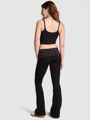 Victoria's Secret PINK Black Cotton Foldover Flare Leggings - Image 2 of 3